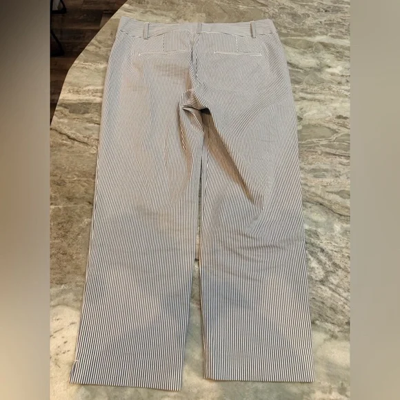 Ann Taylor Factory Signature 8P Navy White Pinstripe Petite Dress Pants - Picture 8 of 10